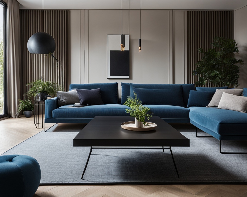 Blaue Sofa-Kissen